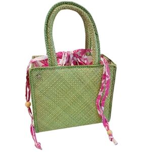 Putu by‎ J. MacLear Light Lime Green Straw Tote Bag